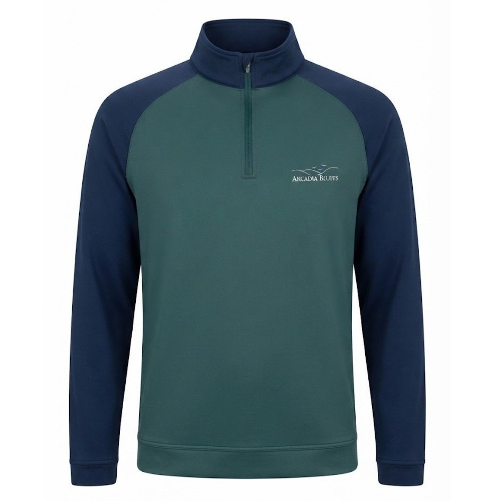 Peter Millar Arcadia Bluffs Golf Pullover Mens Small Green Navy Quarter Zip - CJ
